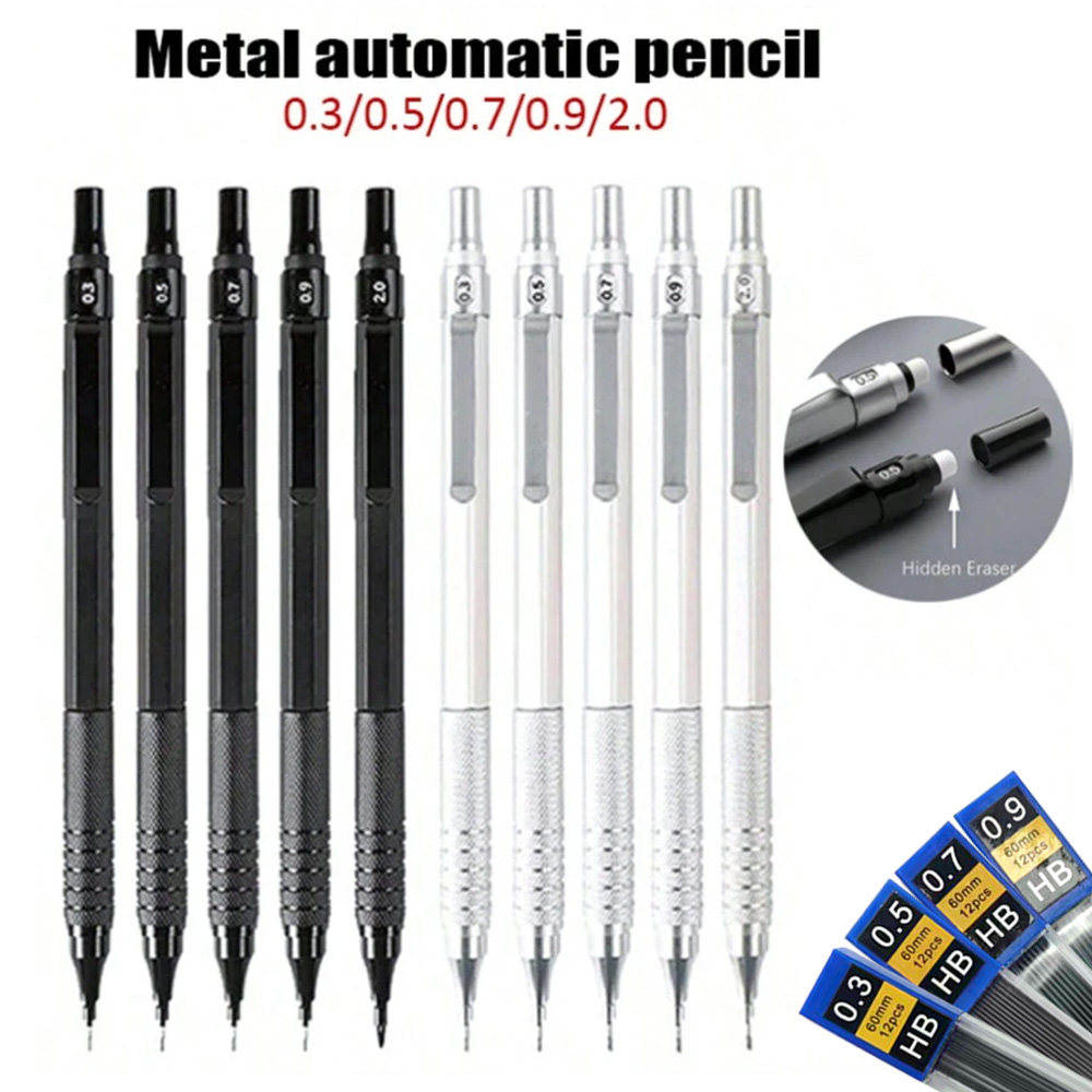 Mechanical Pencil 0.3 - Ganzmetall-Druckbleistift mit geringer Mitte, 0,3/0,5/0,7/2,0 mm,
