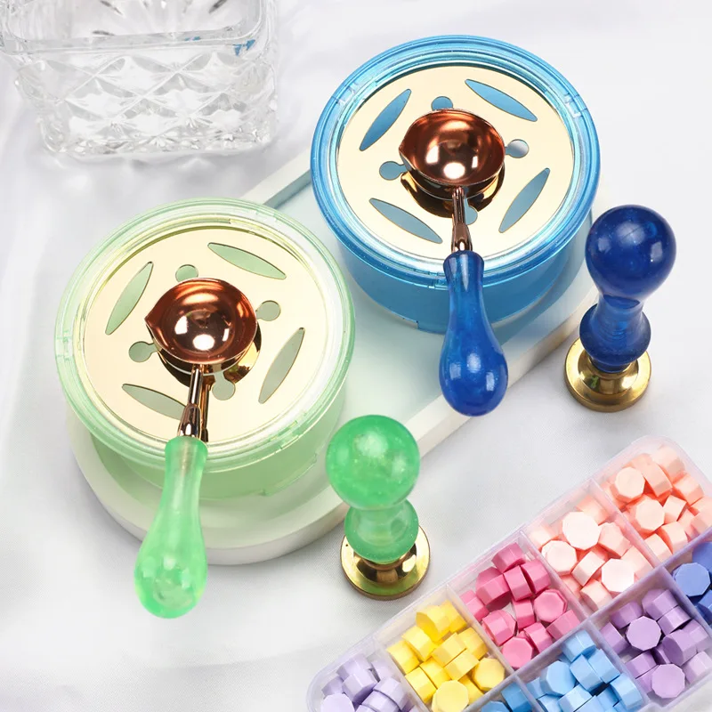 Wax Seal Stamp Set - 2-teiliges Set Wachssiegel-Stempelset mit Klarem Wachsschmelztopf