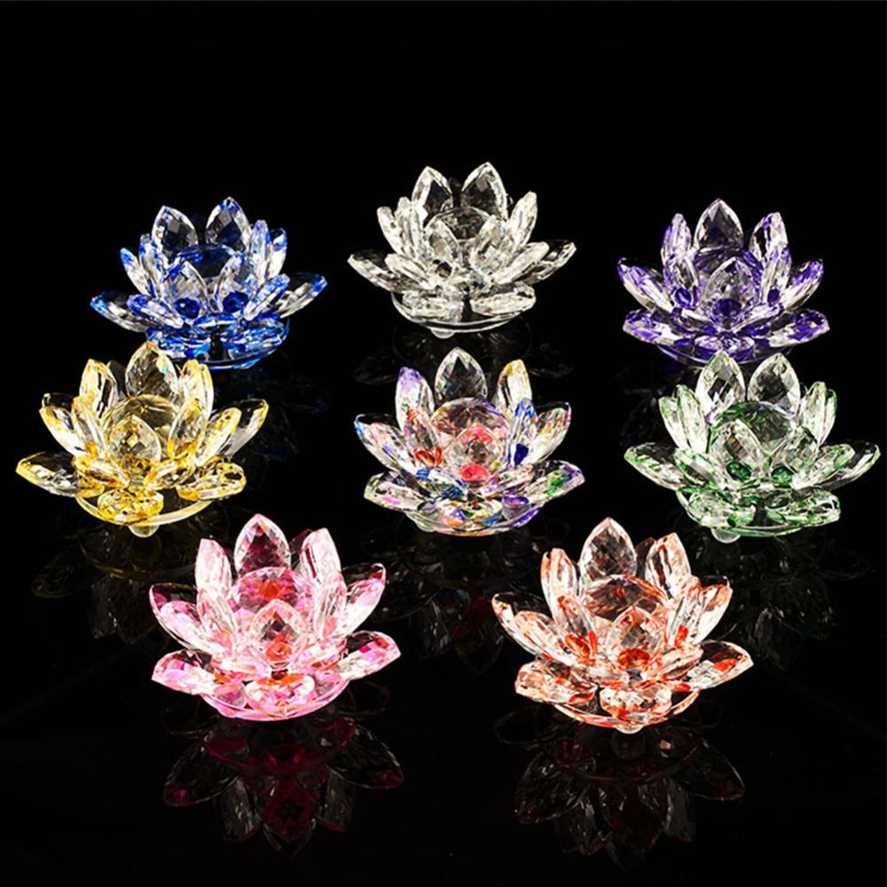 Paper Weight Crystal - 60-140mm Kristall Lotus Blume Figur Hause