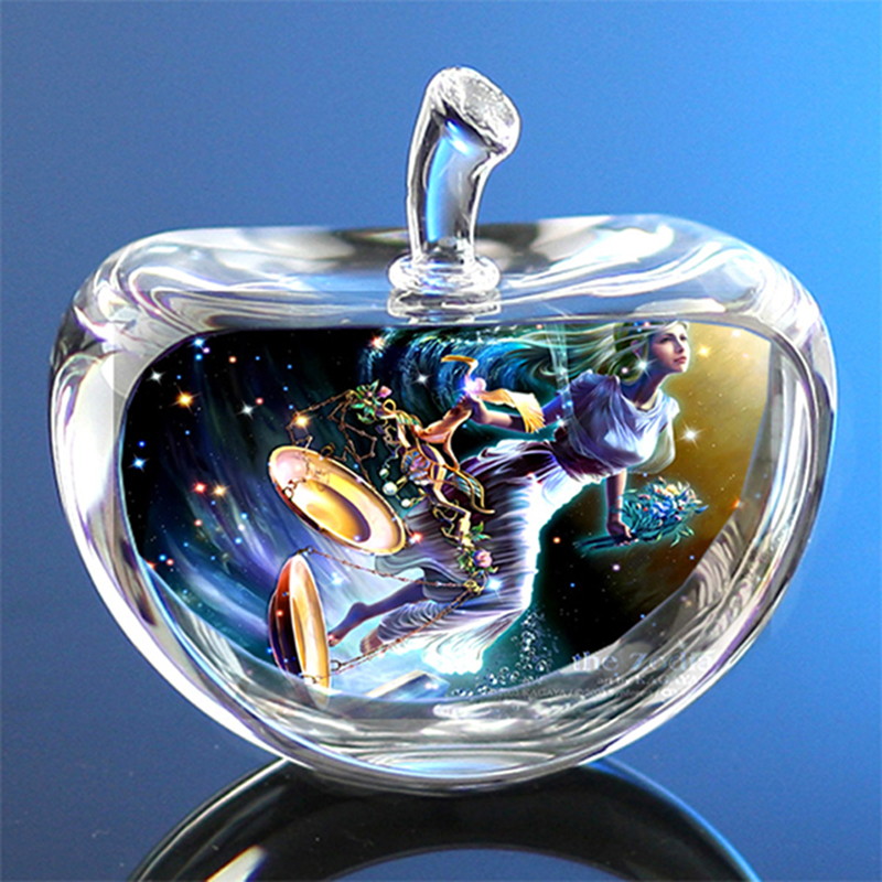 Paper Weight Crystal - 80mm Kristall Sternzeichen Glas Konstellation Apple