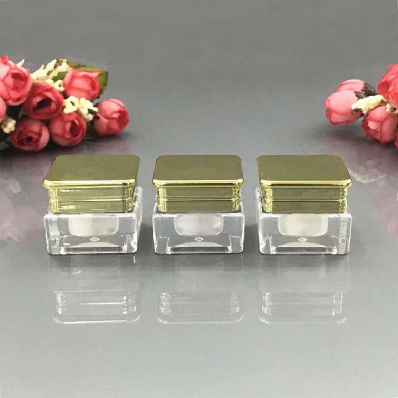 Gel Refill Pack - 5G goldenes quadratisches Kunststoff-Acrylglas/Topf/Flasche, Probe Augencreme,