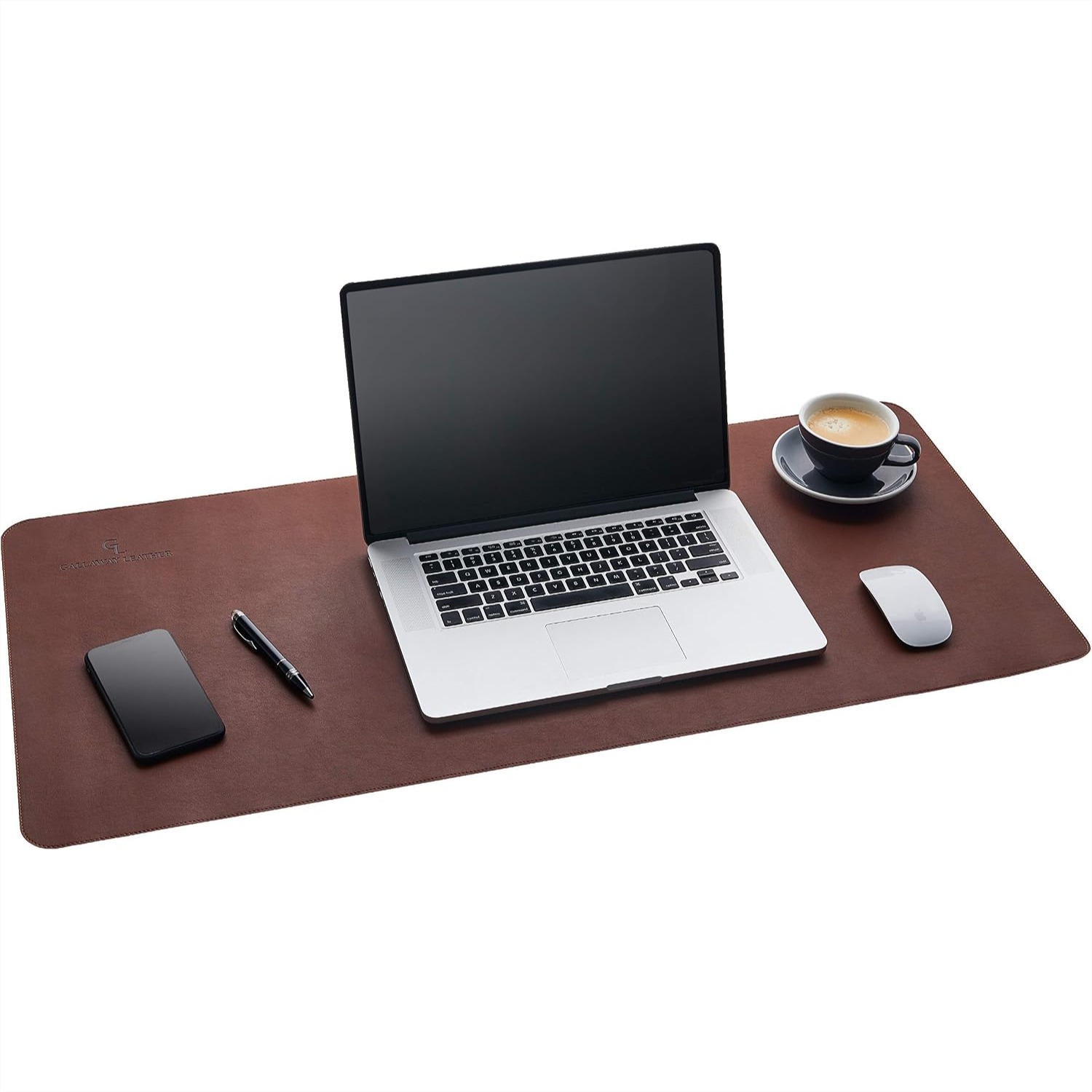 Leather Desk Pad - Große PU-Leder Schreibtischunterlage 36x17 Zoll Dunkelbraun