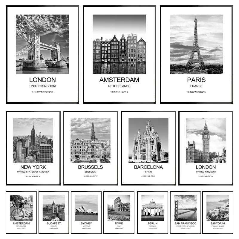 Ink Blotter Paper - Stadtplakat New York London Paris Wandkunst