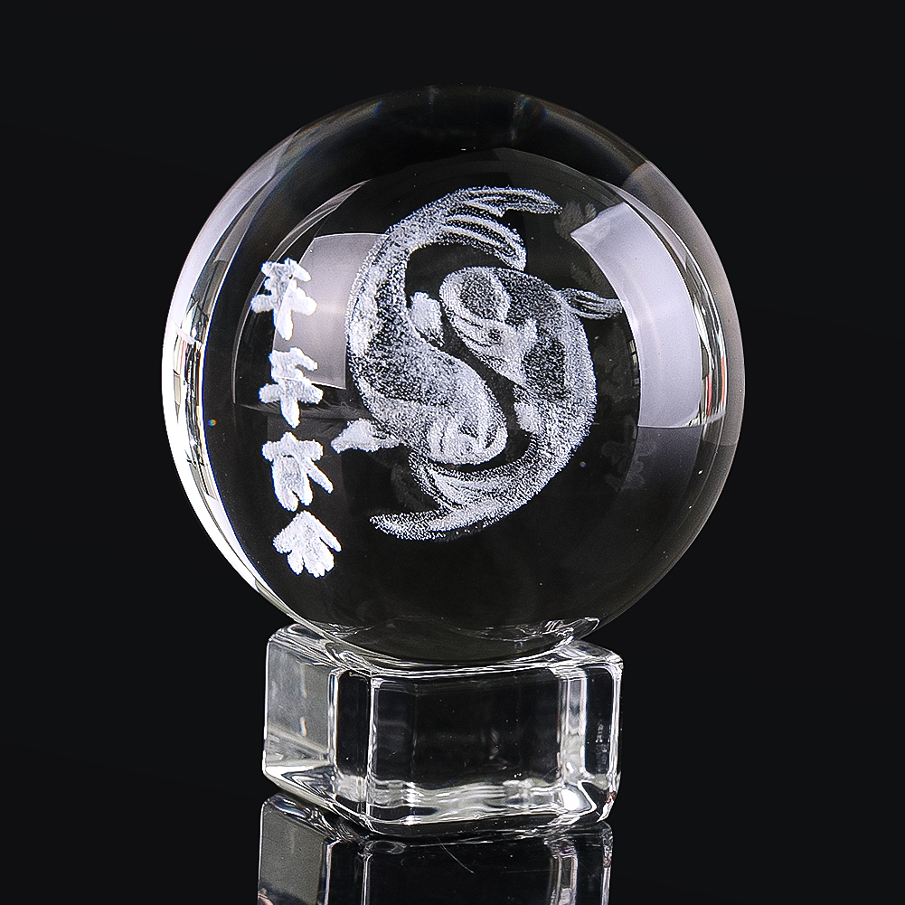 Paper Weight Crystal - 50mm 3d gravierte Kristall kugel Glücks