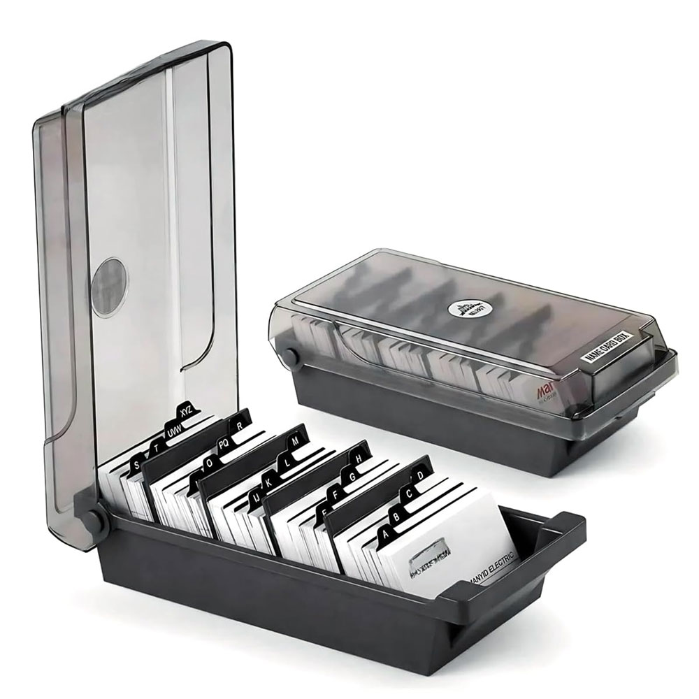 Card Index Box - Desktop-Visitenkartenbox, Große Kapazität, Fasst 500 Karten,