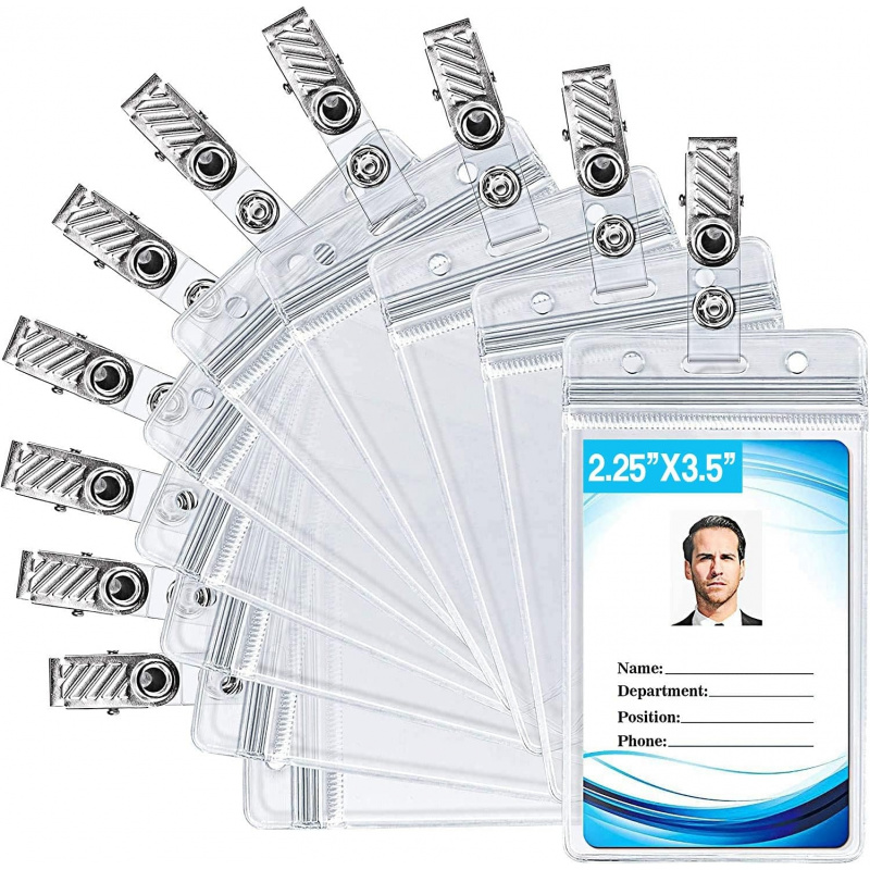 Index Card Holder - Ausweishalter mit Metall-Badge-Clip – wasserdichter, versiegelter,