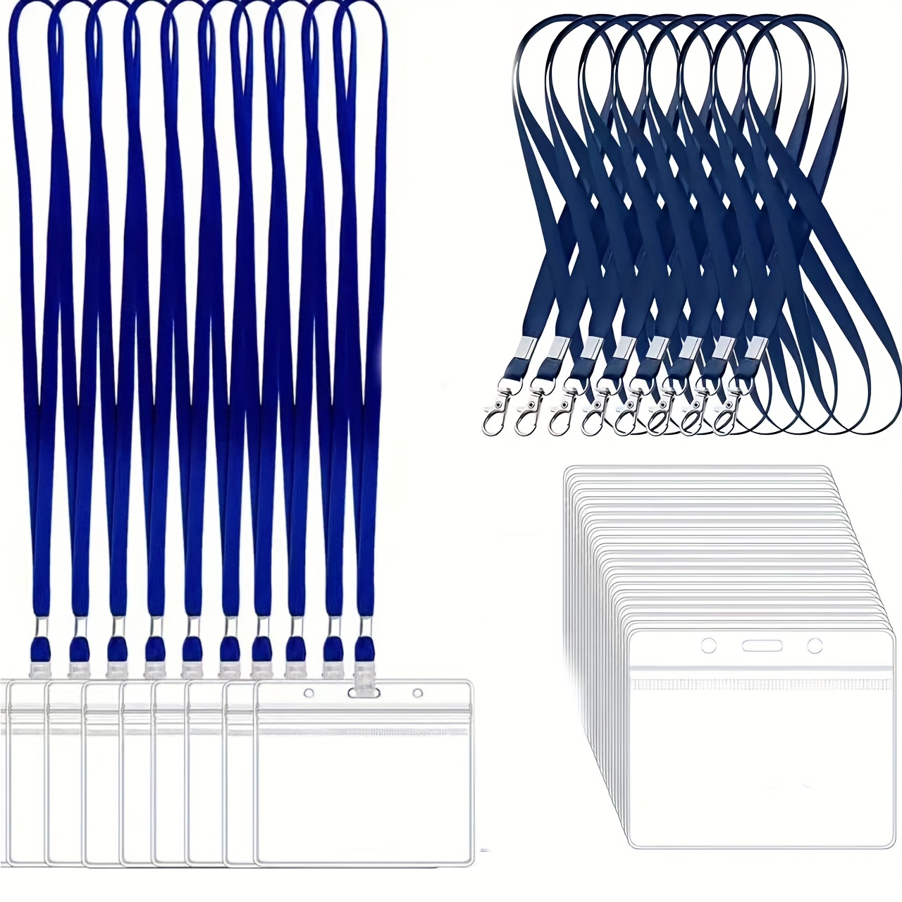Index Card Holder - 10er-Set transparenter PVC-Ausweishalter mit Umhängeband –