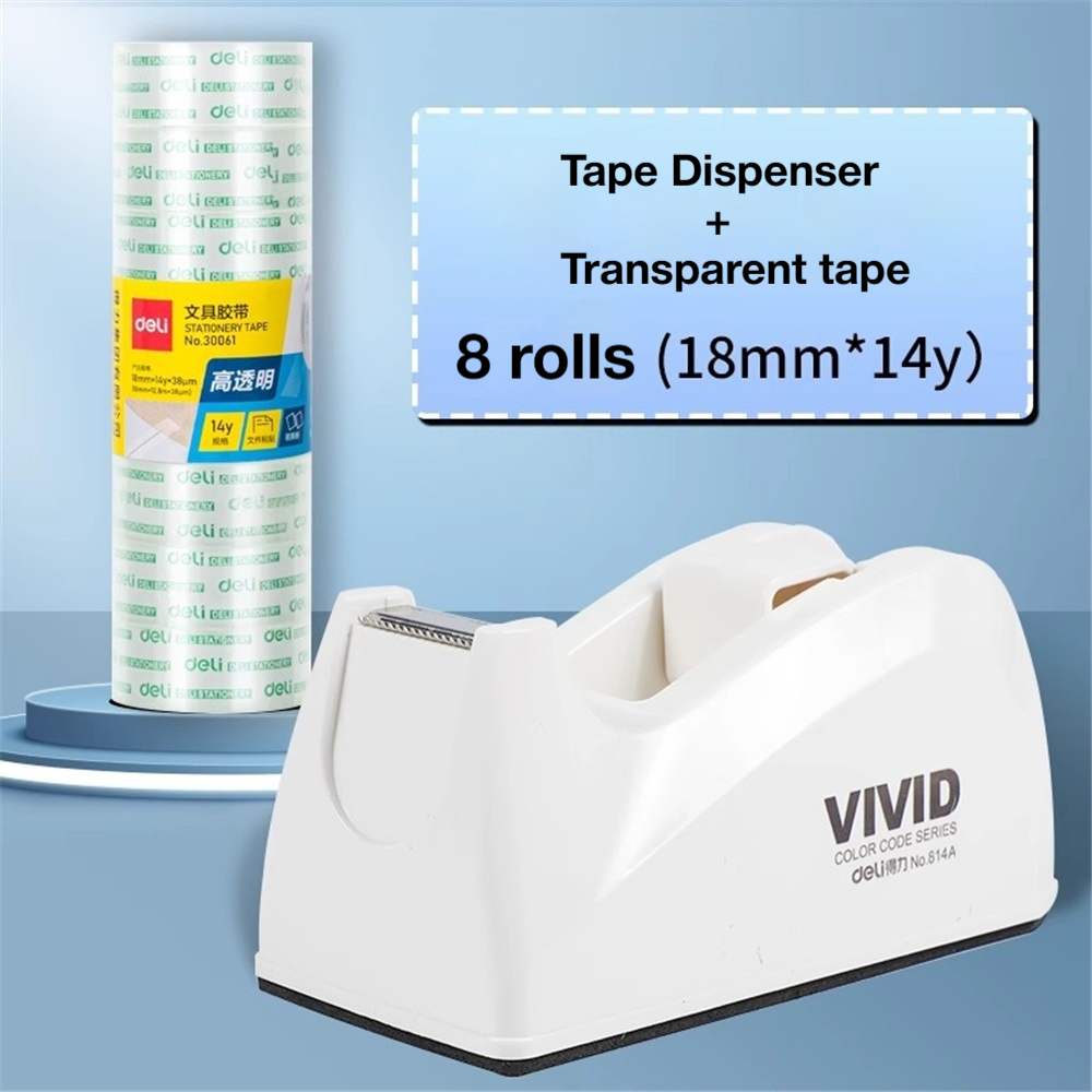 Tape Dispenser Weighted - 1er-Pack Desktop-Klebebandspender mit 8 Nachfüllrollen, Gewichteter