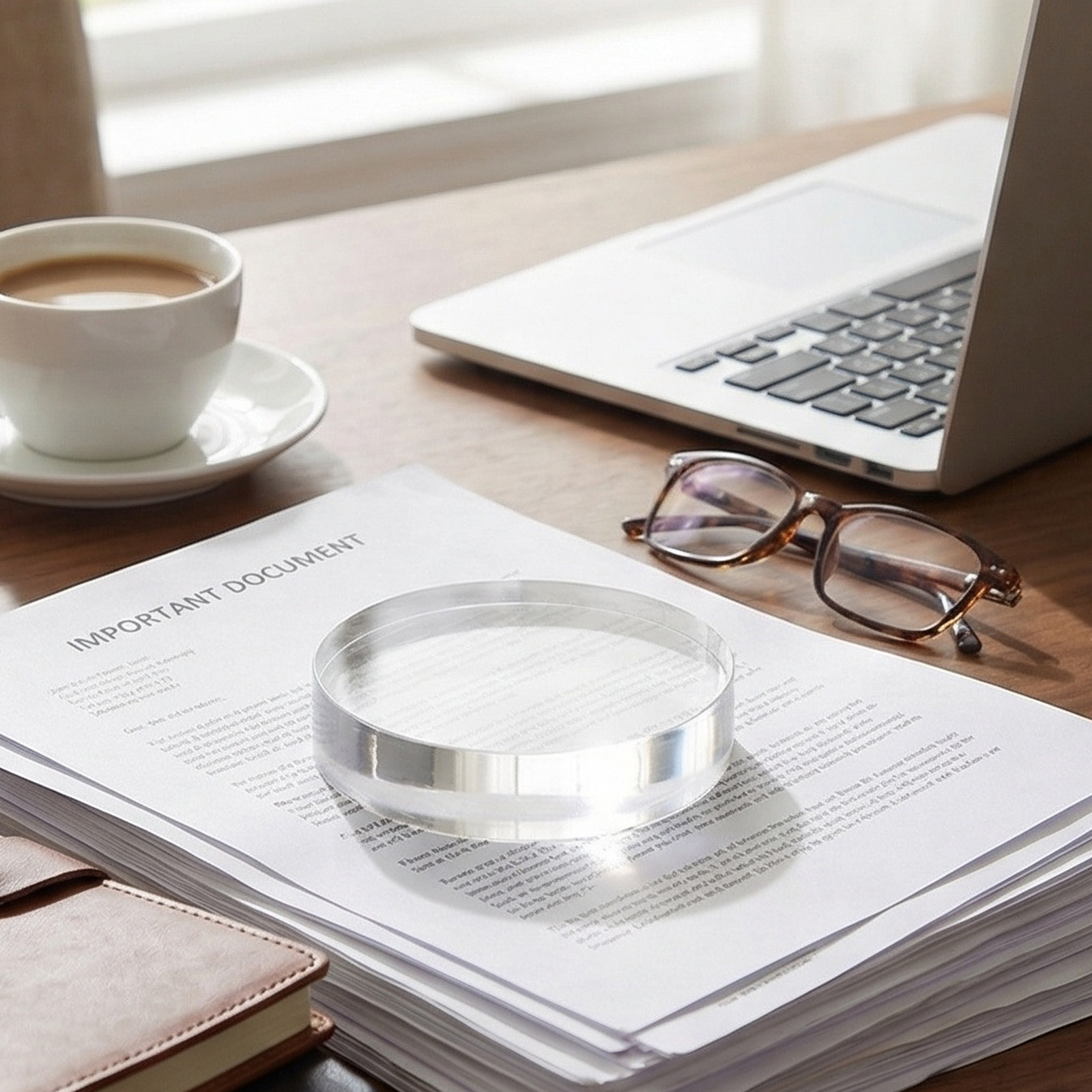 Paper Weight Crystal - Klarer Runder Kristall-Briefbeschwerer, Kleiner Kalligraphie-Briefbeschwerer, Dekorativer