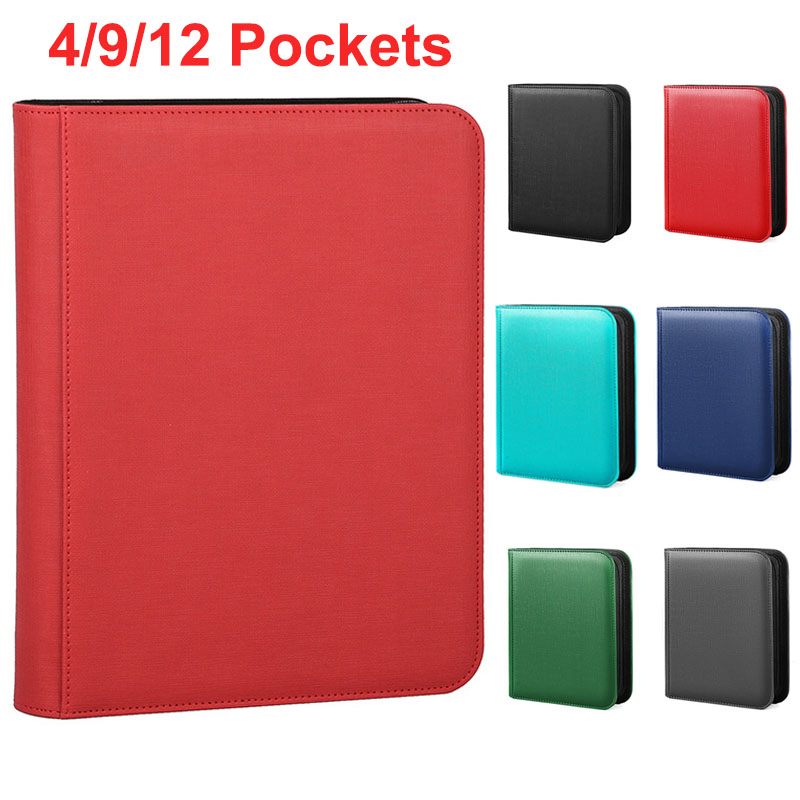 Card Index Box - 9/12-Fach Leder-Sammelkartenalbum - 360/480 Seitenlade-Taschenordner mit