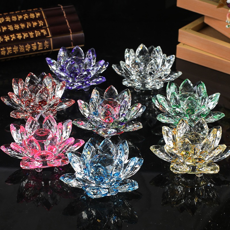 Paper Weight Crystal - Kristall-Lotusblumen-Figur Heim- und Hochzeitsdekoration Glaskunst-Sammlung Briefbeschwerer