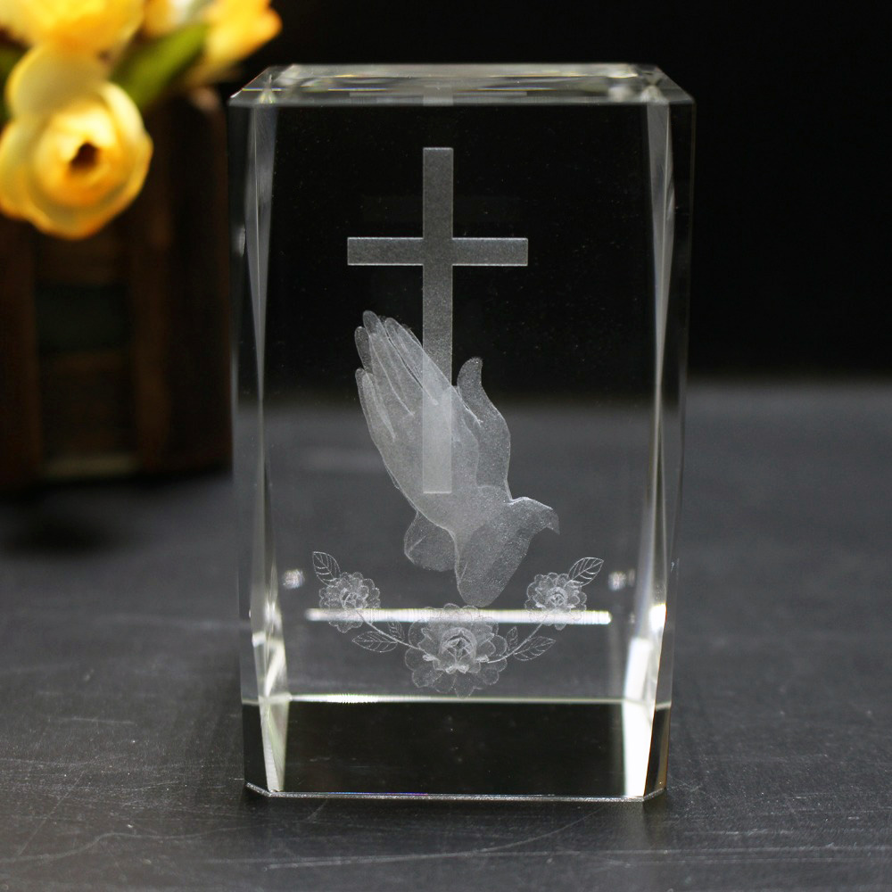 Paper Weight Crystal - 3D Laser Kristall Religiöser Würfel Kristall