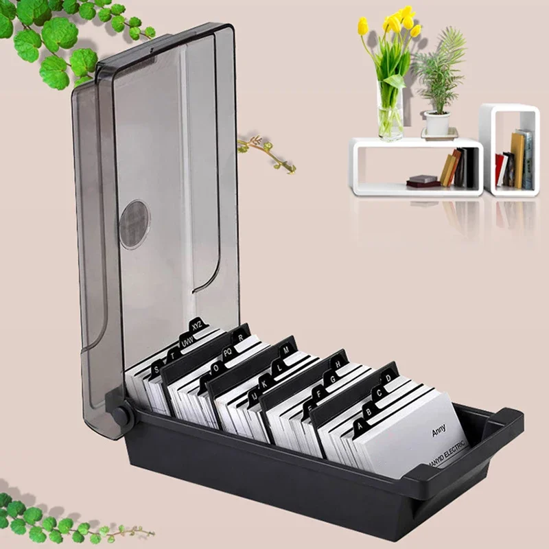 Card Index Box - Visitenkartenhalter, Aufbewahrungsbox für Namenskarten-Organizer aus Kunststoff