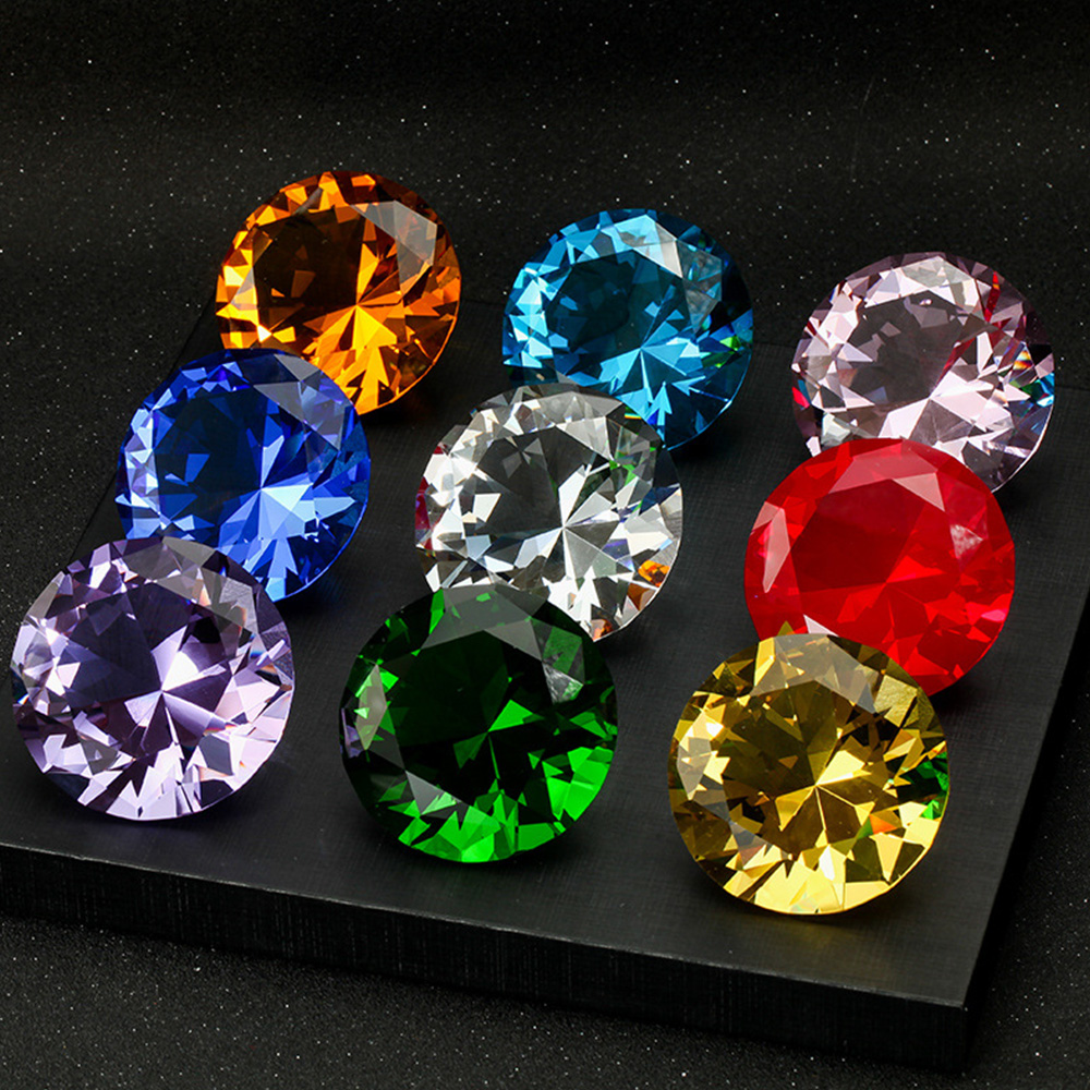 Paper Weight Crystal - 10-Farben-Kristall-Briefbeschwerer in Diamantform, dekorativ geschliffenes Glas,