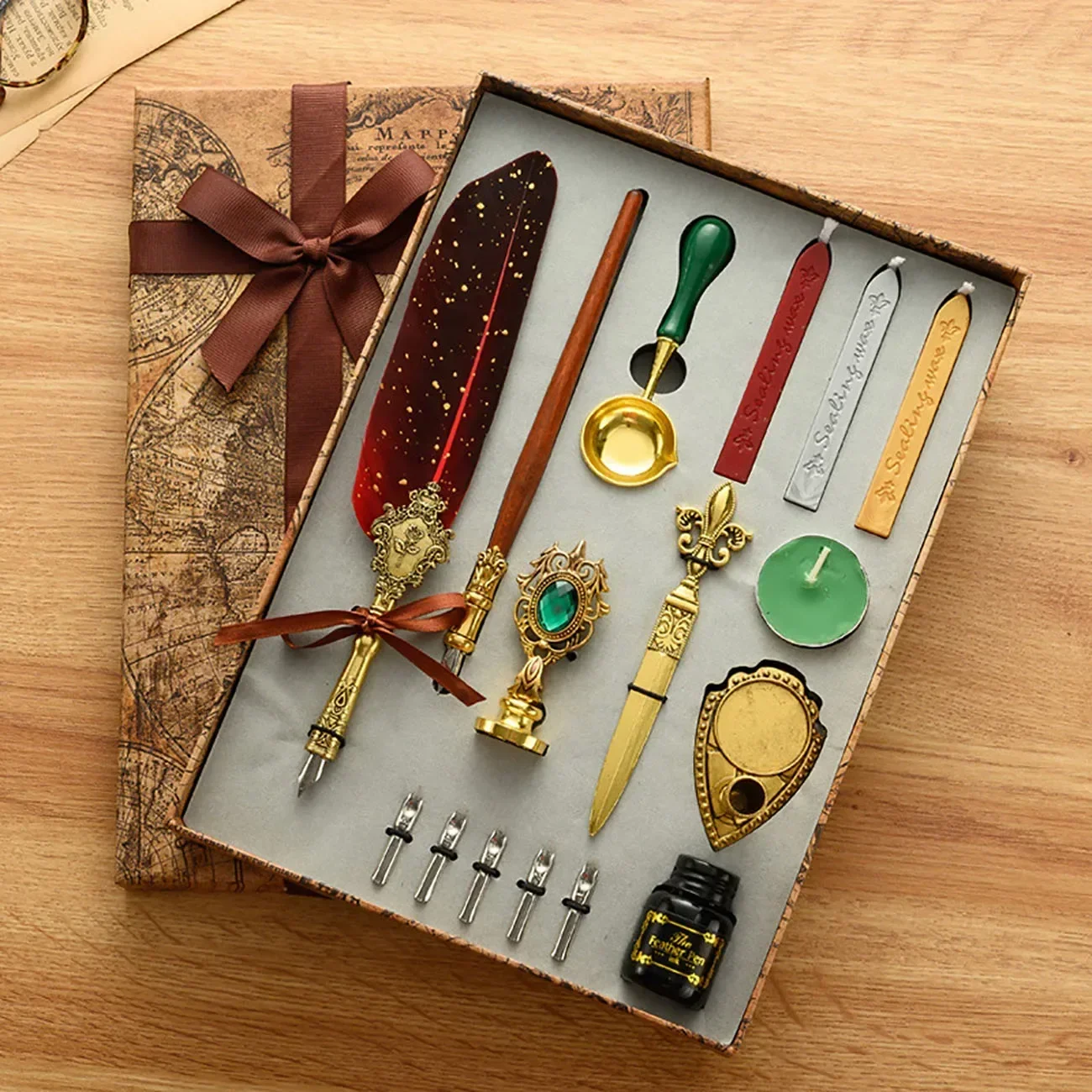Klassische Kalligraphie Feder  – Wax Seal Stamp Set Bewertung und Preis