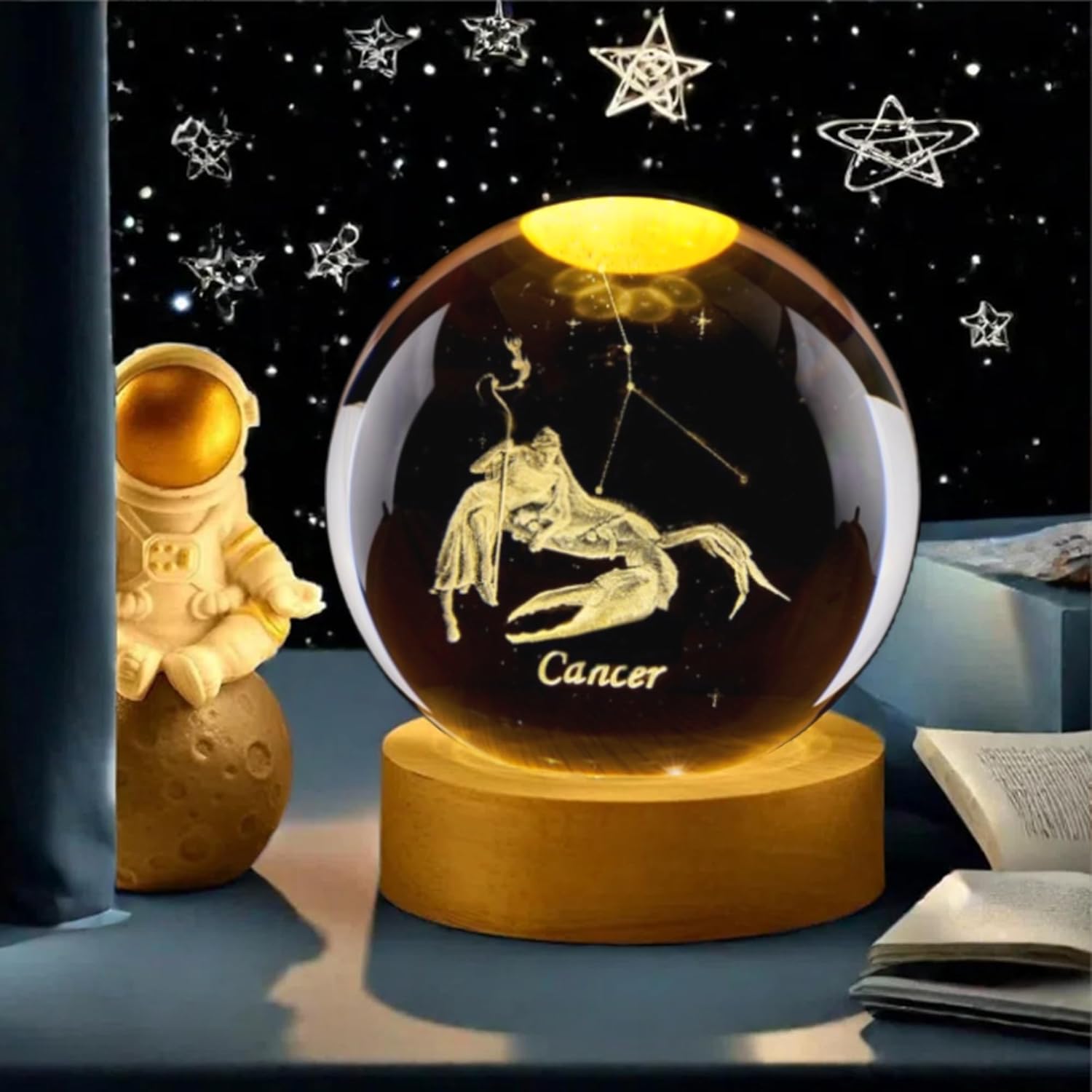 3D-Kristallkugel mit Krebs-Kon – Paper Weight Crystal Bewertung und Preis